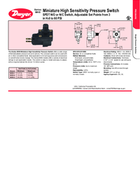Thumbnail of document Data Sheet - MHS Miniature High Sensitivity Pressure Switch